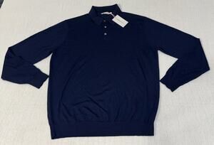Collars & Co. Australian Marino Wool Sweater 1/4 Button Navy Men’s X-Large NWT
